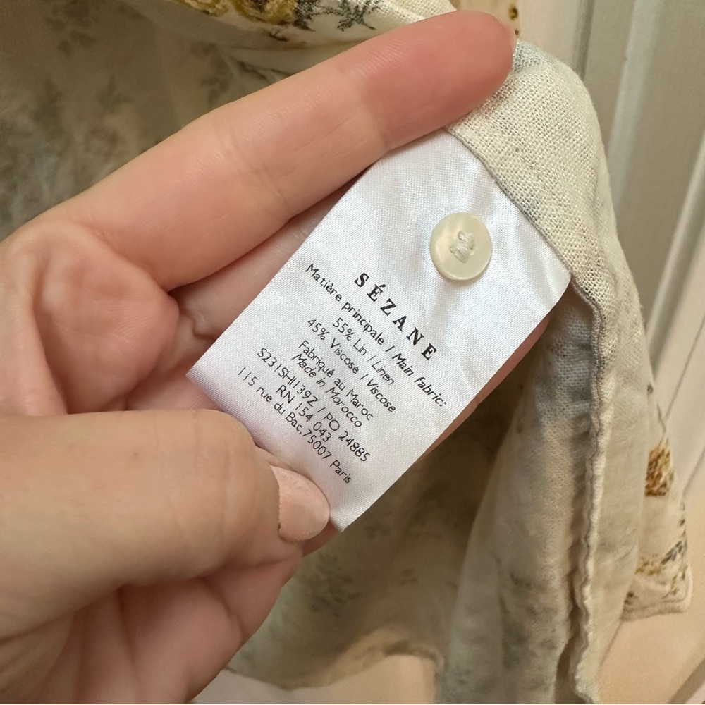 Sezane Cream Floral Button-Down Shirt - Picture 4 of 6